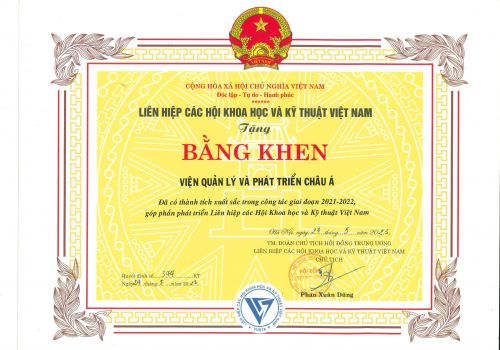 Viện AMDI vinh dự nhận bằng khen của Liên hiệp các hội Khoa học và Kỹ thuật Việt Nam